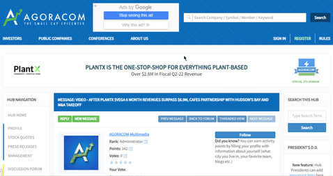 VIDEO - AFTER PLANTX $VEGA 6 MONTH REVENUES SURPASS $6.9M, CAFES PARTNERSHIP WITH HUDSON'S BAY AND M&A TAKEOFF