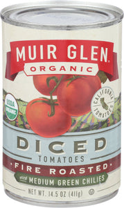 Muir Glen - Diced Tomatoes Roasted Green Chile, 14.5 Oz | Pack of 12