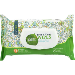 Seventh Generation - Free & Clear Baby Wipes Hade & Face 64PC (Pack of 12)