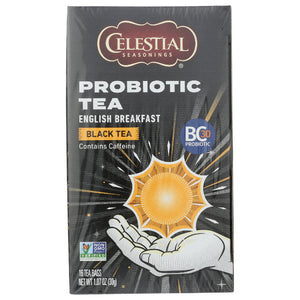 Celestial Seasonings - English Breakfast Probiotic Tea, 16 Bags | Pack of 6