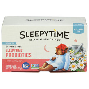 Celestial Seasonings - Herbal Tea Sleepytime + Probiotics, 18 Bags | Pack of 6