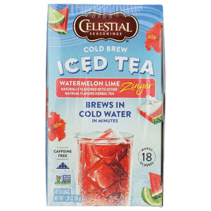 Celestial Seasonings - Watermelon Lime Zinger Cold Brew Iced Tea, 18 Bags | Pack of 6