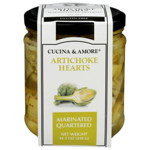 Cucina & Amore - Artichoke Hearts Marinated Quartered, 14.5 Oz | Pack of 6