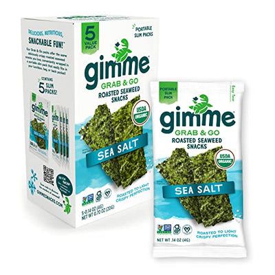 Gimme - Seaweed Snack - Roasted Sea Salt, 0.7oz (Pack of 6)