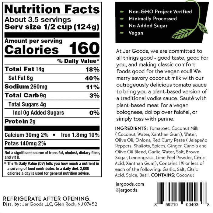 Jar Goods - Pasta Sauce, 16oz | Multiple Flavors