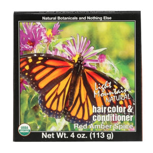 Light Mountain - Natural Hair Color & Conditioner Red Amber Spice, 4 Oz