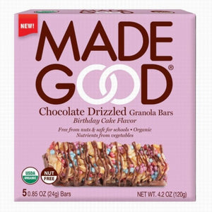 MadeGood - Chocolate Drizzled Birthday Cake Granola Bars, 4.2oz