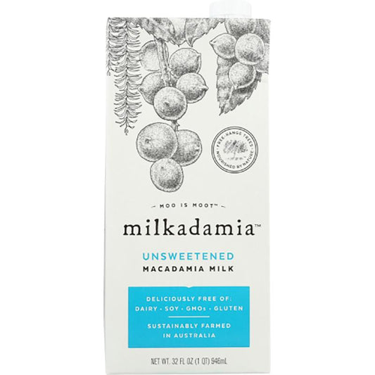 Milkadamia - Macadamia Milk - Unsweetened, 32fo (Pack of 6)