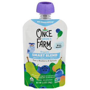 Once Upon a Farm – Organic Pear Blueberry Spinach Smoothie Blend, 3.5 fl oz | Pack of 8