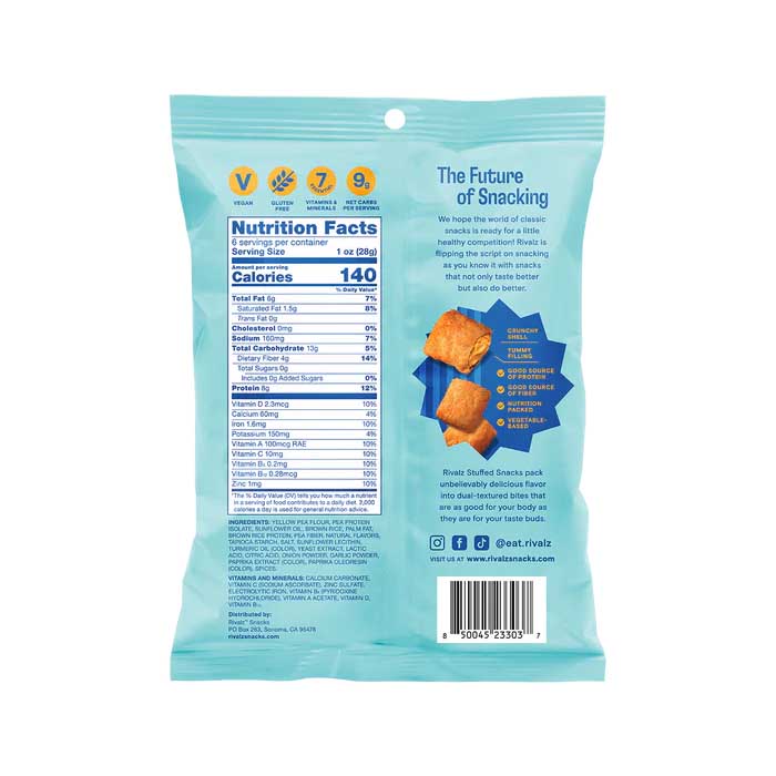 Rivalz - Extra Chedda' Mac Stuffed Snacks, 6oz - Back