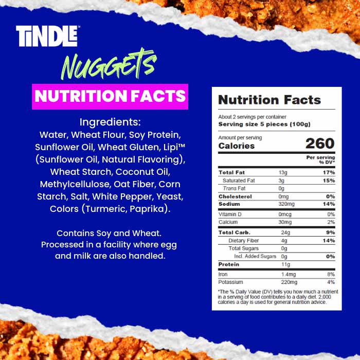 TiNDLE - Chicken Nuggets, 9.1oz-Nutrition