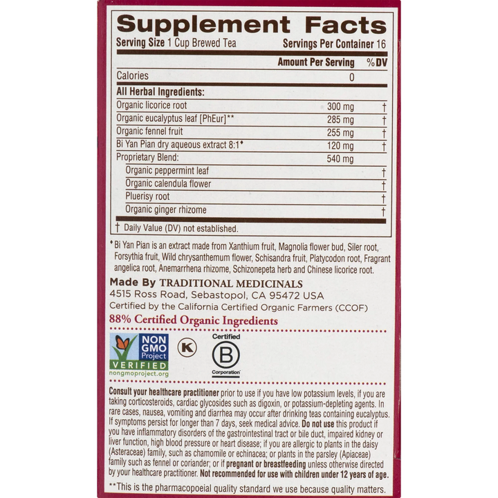 Traditional Medicinals – Breathe Easy Tea, 16 Bags | Pack of 6