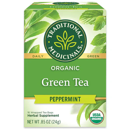 Traditional Medicinals – Green Peppermint Organic Tea, 16 Bags | Pack of 6