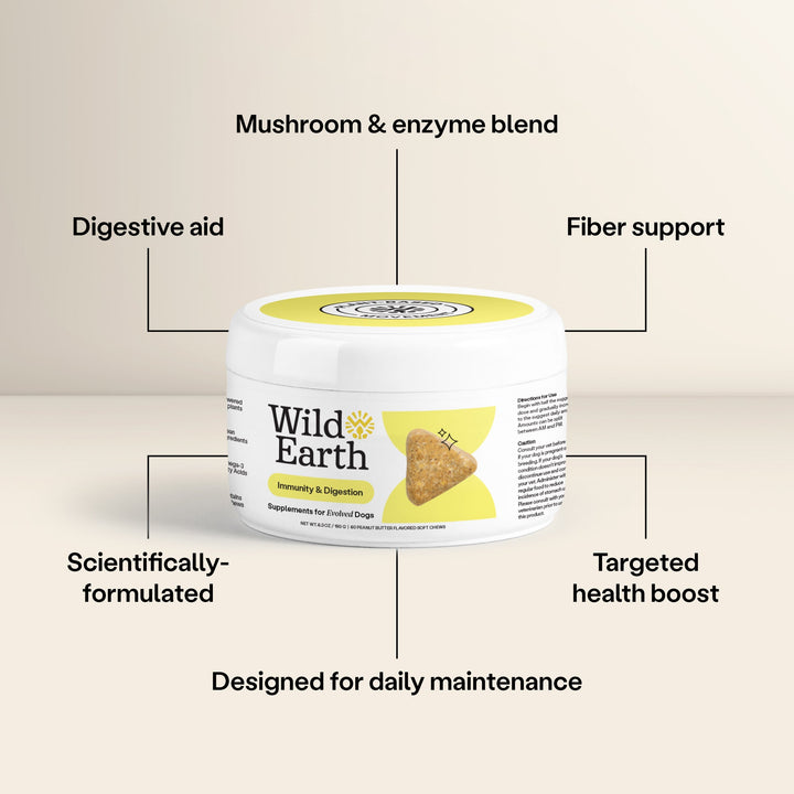 Wild Earth - Immunity & Digestion Dog Supplements, 60pc
