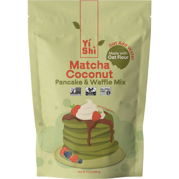 Yishi - Matcha Coconut Pancake and Waffle Mix, 8.5oz