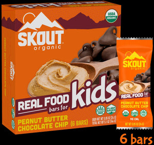 Skout Organic - Kids Bar Peanut Butter chocolate olateChip, 5.1 oz | Pack of 6