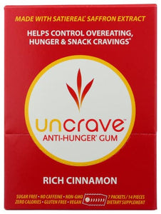 Uncrave Gum Anti Hunger Cinmn 7Pk, 14 pieces.