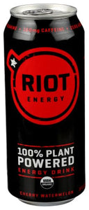 Riot Energy, Cherry Watermelon Plant Based Energy Drink, 16 oz
 | Pack of 12