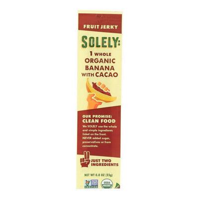 Solely Jerky Banana Caco Organic anic, 0.8 oz
| Pack of 12 - PlantX US