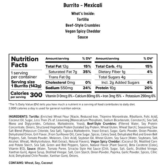 Alpha Foods - Plant-Based All-Day Burritos - Mexicali, 5oz - back