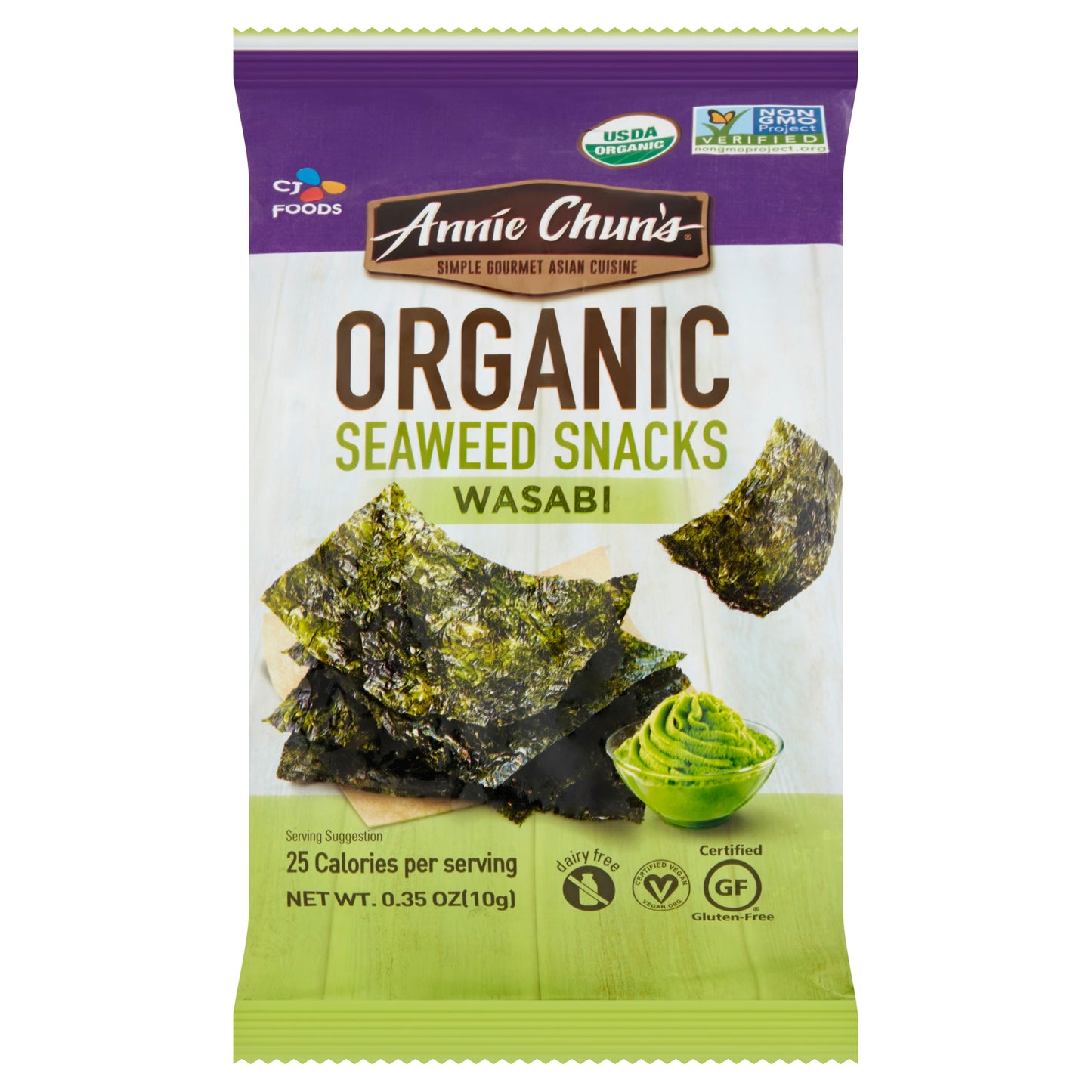 Annie Chun's Organic Wasabi Seaweed Snacks, 0.35 oz
| Pack of 12 - PlantX US