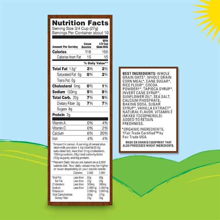 Annie's Homegrown Organic Cereal - Cococa Bunnies, 10oz - back