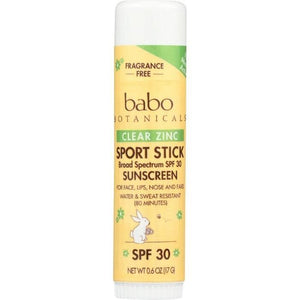 Babo Botanicals - Clear Zinc Sport Sunscreen Stick, SPF30