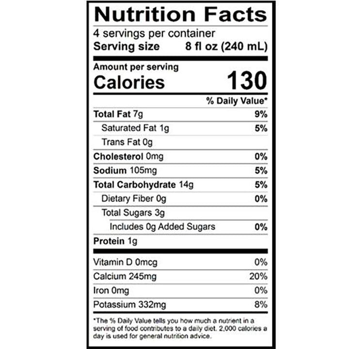 813636021611 - califia barista oat milk nutrition