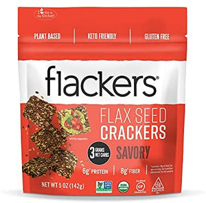 Flackers - Savory Flaxseed Crackers, 5 Ounce | Pack of 6