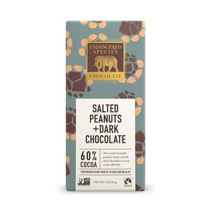 Endangered Species Chocolate, Smooth Dark Chocolate with Salted Peanuts, 3 oz 
 | Pack of 12