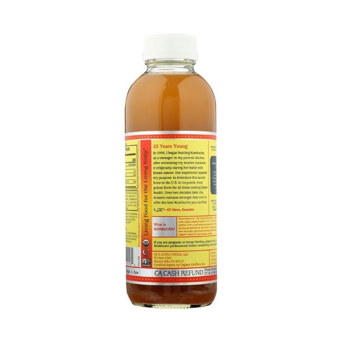 GT’s SYNERGY Raw Kombucha cayennade - back