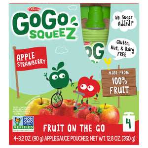 GoGo Squeez Applesauce, Apple Strawberry, 4 Pack, 12.8oz

 | Pack of 12