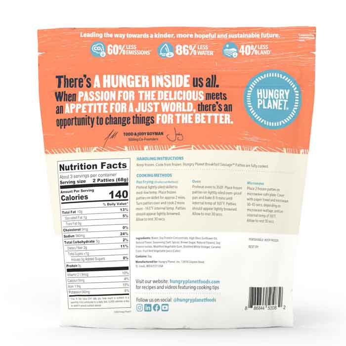 Hungry Planet - Breakfast Sausage™ Patties, 7.2oz-back