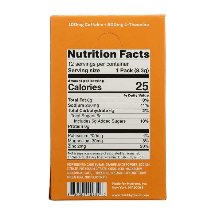 Hydrant - Energy Orange Hydration Mix back