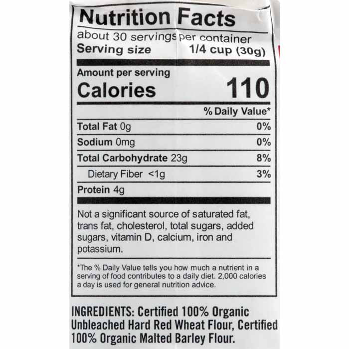 King Arthur - Organic Unbleached All-Purpose Flour, 2lb - back