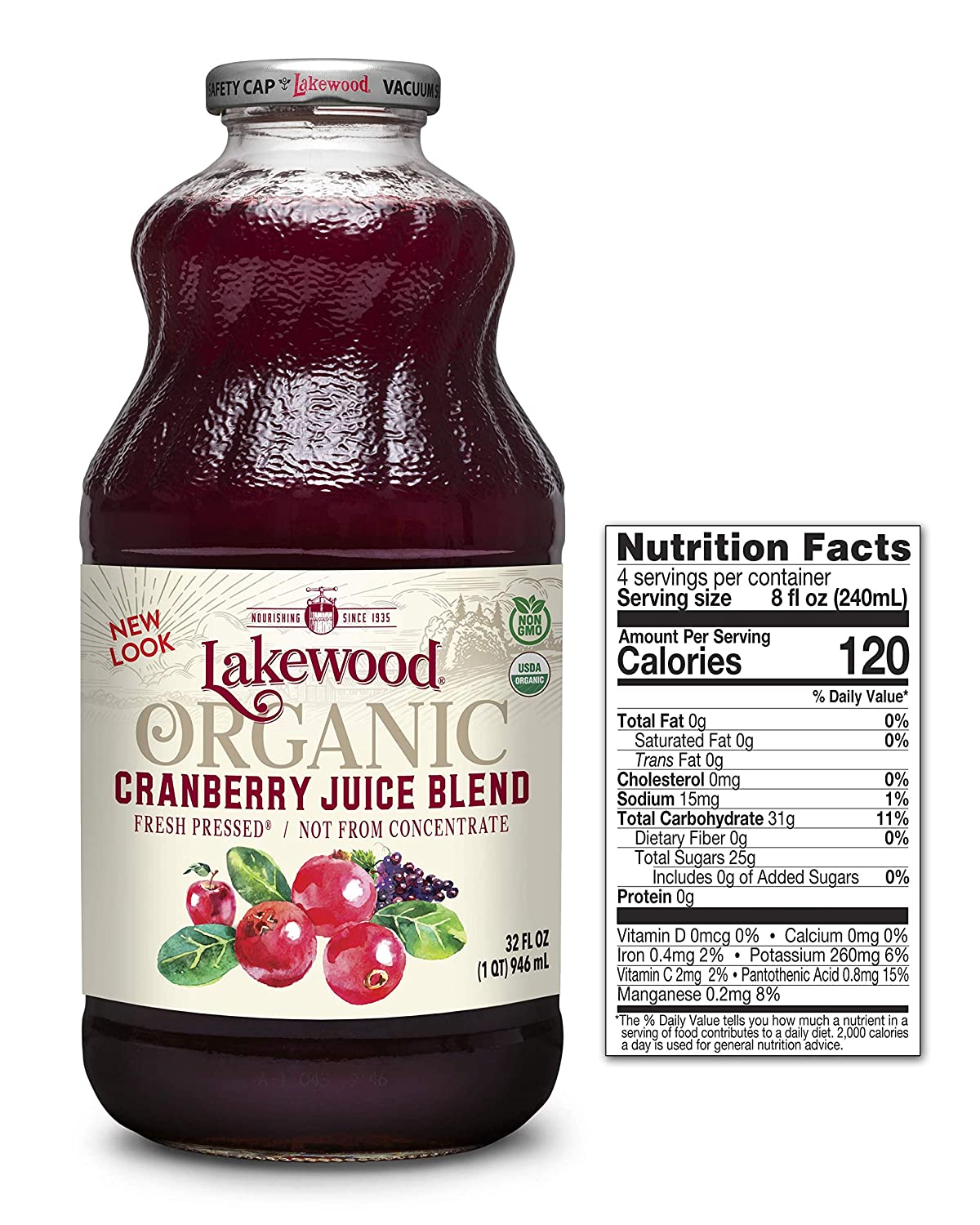 Lakewood Organic Juice Blend Fresh Pressed Cranberry 32 Fl Oz
| Pack of 6 - PlantX US