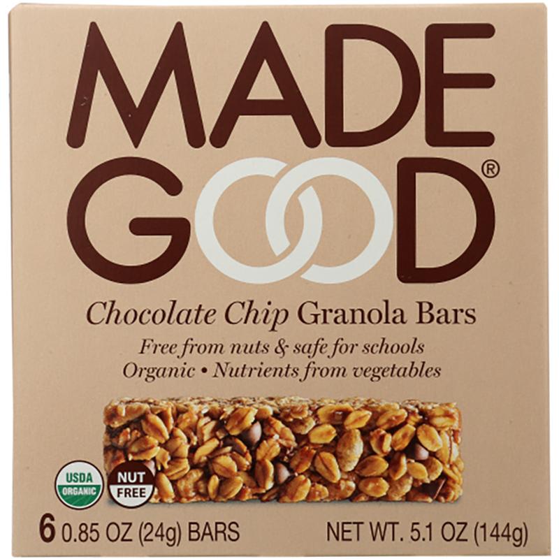 Made Good Granola Bars, Chocolate Chip - 6 count, 5.10 oz box