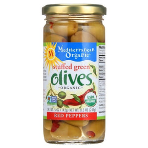 Mediterranean Organic - Red Pepper Stuffed Green Olives, 8.5oz