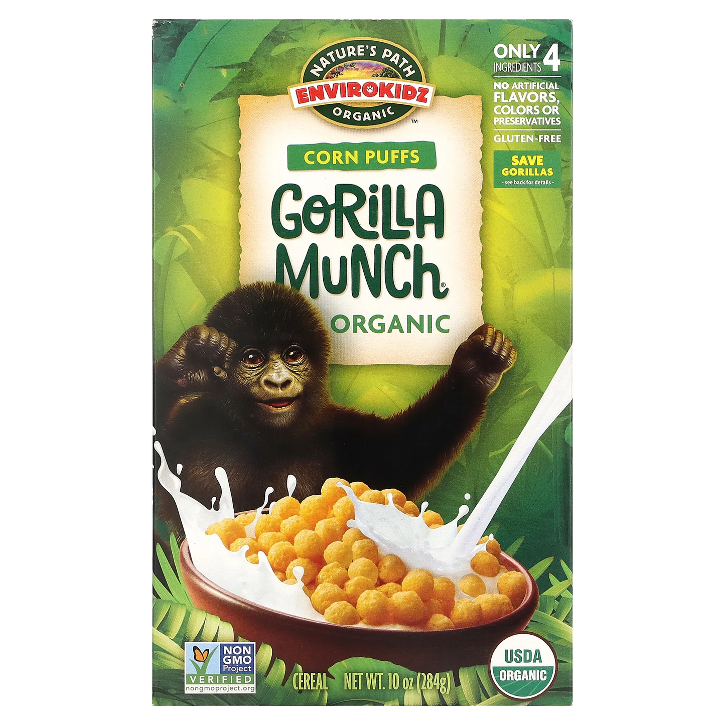 Nature's Path, EnviroKidz, Organic Corn Puffs Gorilla Munch Cereal, 10 oz
| Pack of 12 - PlantX US