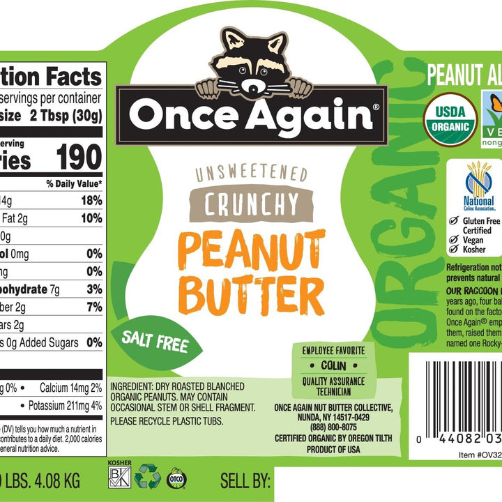 Once Again-Organic Crunchy Peanut Butter No Salt