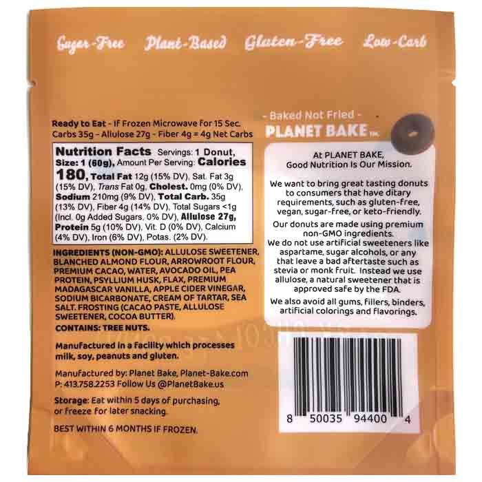 Planet Bake - Donuts - Dark Chocolate, 1oz  - back