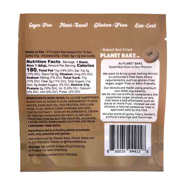 Planet Bake - Donuts - Toffee Caramel, 1oz - back