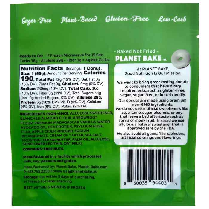 Planet Bake - Donuts - Vanilla Bean, 1oz  - back