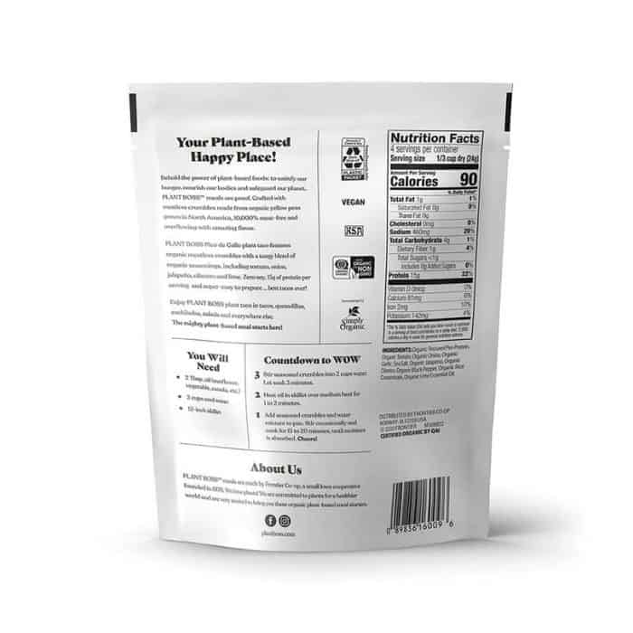 Plant Boss-Pico De Gallo Meatless Crumbles , 3.35oz - back