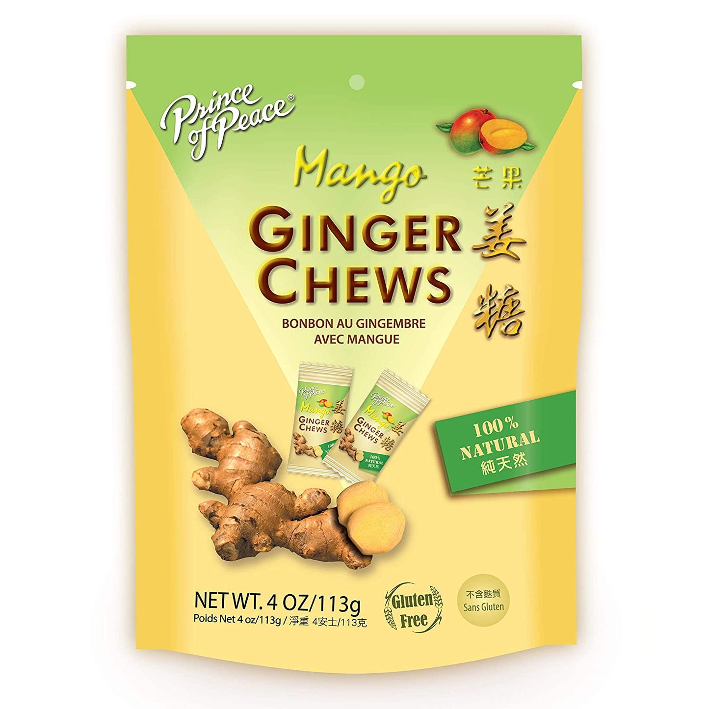 Prince Of Peace Ginger Chews Mango 4 oz
| Pack of 12 - PlantX US