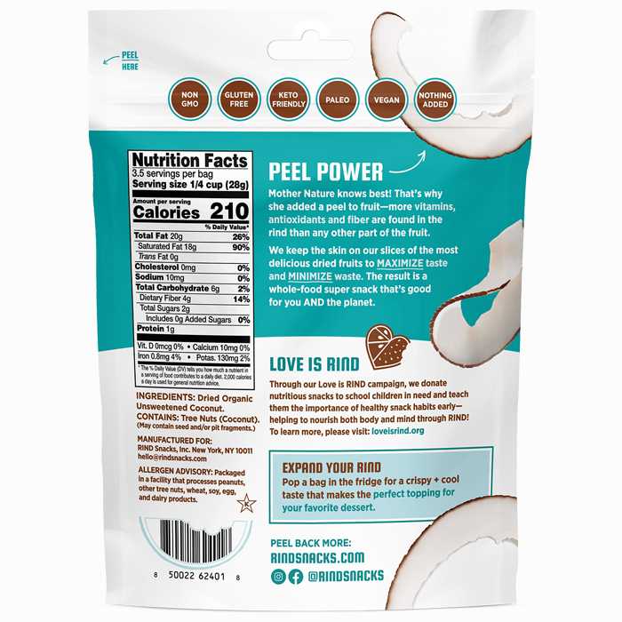 Rind - Coconut Crisps, 3.5oz - back