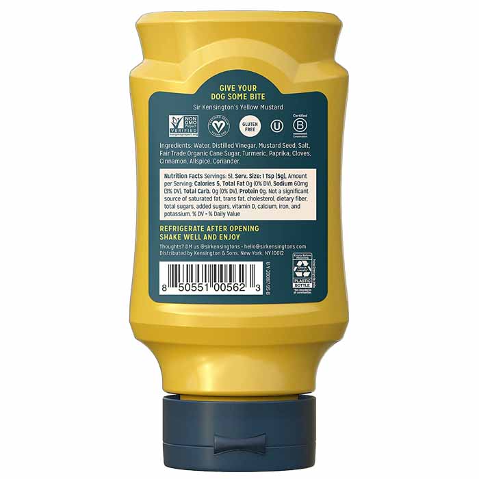Sir Kensington's - Mustard - Yellow, 9oz - back