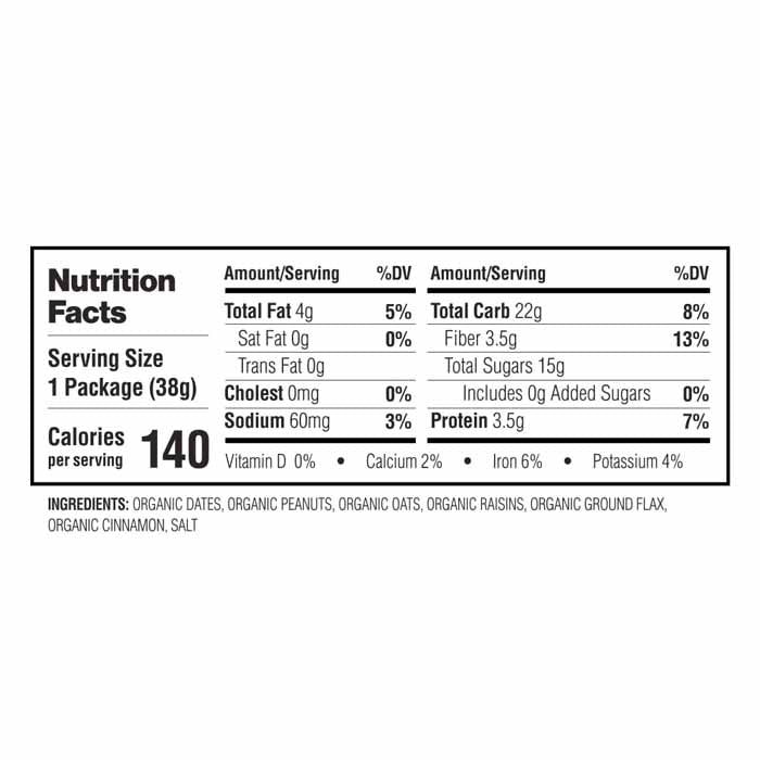 Sweet Nothings - Nut Butter Bites Oatmeal Raisin & Peanut Butter, 1.4 oz - Back