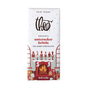 Theo Chocolate - Nutcracker Brittle Dark Chocolate Bar, 3oz | Pack of 12