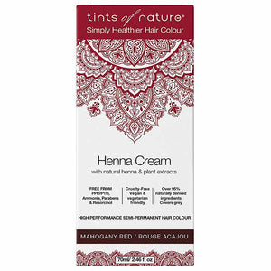 Tints of Nature - Semi-Permanent Mahogany Red Hair Dye Henna Cream, 2.46 fl oz